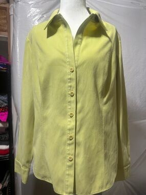 Talbots Lime Green Button-Up Blouse